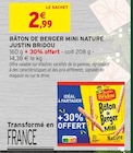 Bâton de Berger Mini Nature - Justin Bridou en promo chez Intermarché Express Bâton de Berger Mini Nature - Justin Bridou dans le catalogue Intermarché Express