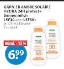 Sonnenmilch im V-Markt Prospekt AMBRE SOLAIRE HYDRA 24H protect+ Sonnenmilch LSF30 von GARNIER im aktuellen V-Markt Prospekt für 6,99 €