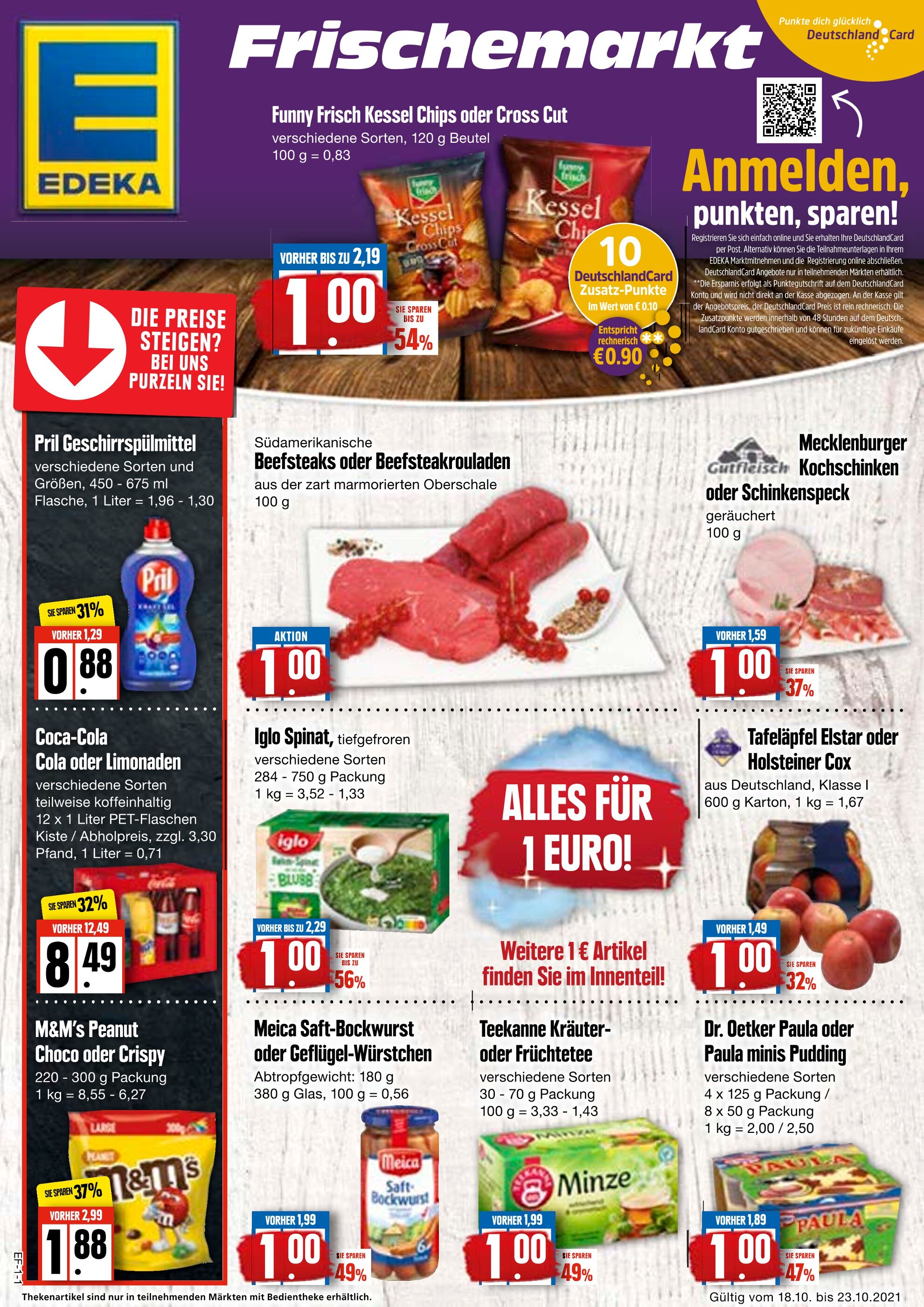 EDEKA Prospekt für Wedel mit 4 Seiten EDEKA Prospekt für Wedel: "Aktuelle Angebote", 4 Seiten, 18.10.2021 - 23.10.2021