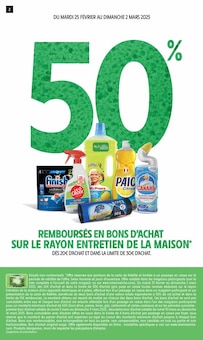 Prospectus Intermarché de la semaine "50%  REMBOURSÉS EN BONS D'ACHAT SUR LE RAYON ENTRETIEN DE LA MAISON" avec 2 pages, valide du 25/02/2025 au 09/03/2025 pour Baratier et alentours