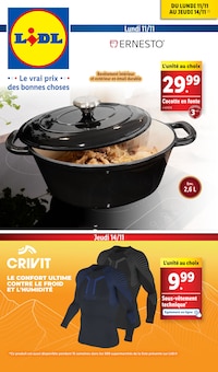 Prospectus Lidl de la semaine "Le vrai prix des bonnes choses" avec 1 pages, valide du 11/11/2024 au 14/11/2024 pour Les Petits Robins et alentours