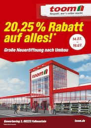 toom Baumarkt Prospekt für Tirpersdorf: "Große Neueröffnung nach Umbau", 4 Seiten, 14.07.2025 - 19.07.2025