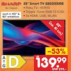 Smart TV 32GD2225E von SHARP für 139,99 € bei Netto Marken-Discount im Angebot Smart TV 32GD2225E von SHARP im aktuellen Netto Marken-Discount Prospekt