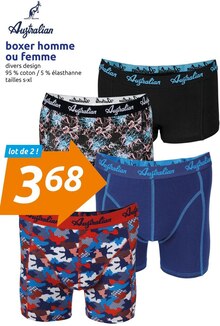 Boxer homme ou femme - Action à Montreuil Boxer homme ou femme en promo chez Action Montreuil à 3,68 €