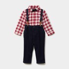 Ensemble chemise et pantalon bretelles rouge foncé bébé garçon à 18,19 € dans le catalogue La Halle