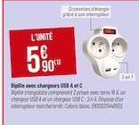 Biplite avec chargeurs USB A et C à 5,90 € dans le catalogue Bricorama