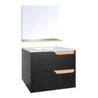 Ensemble meuble salle de bain suspendu noir avec vasque et miroir TOLIMA 80 cm en promo chez Brico Dépôt Levallois-Perret à 139,00 €