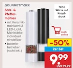 Salz- & Pfeffermühlen von GOURMETmaxx für 9,99 € bei Netto Marken-Discount im Angebot Salz- & Pfeffermühlen von GOURMETmaxx im aktuellen Netto Marken-Discount Prospekt
