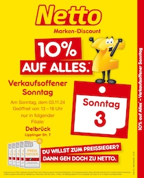 Netto Marken-Discount Prospekt für Delbrück: "10% AUF ALLES.", 2 Seiten, 03.11.2024 - 03.11.2024