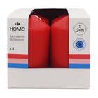 Lot de 4 bougies pillier classic rouge - CARREFOUR HOME à 4,99 € dans le catalogue Carrefour
