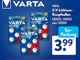 3-V-Lithium-Knopfzellen CR2032 von Varta im aktuellen ALDI SÜD Prospekt für 3,99 €