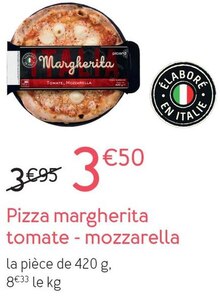 Pizza margherita tomate-mozzarella - Picard à Mulhouse Pizza margherita tomate-mozzarella en promo chez Picard Mulhouse à 3,50 €