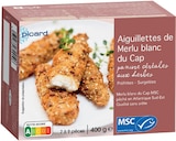 Promo Aiguillettes de merlu blanc du Cap panure céréales aux herbes MSC à 6,39 € dans le catalogue Picard à Gruchet-le-Valasse