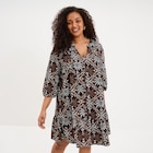 Robe courte col tunisien manches 3/4 noir femme grande taille à La Halle dans Francheville