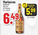 Weinbrand im Angebot bei Trinkgut in Wesel Weinbrand Angebote von Mariacron bei Trinkgut Wesel für 5,99 €