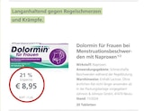 Dolormin für Frauen bei Menstruationsbeschwerden mit Naproxen bei LINDA im Leimen Prospekt für 8,95 €