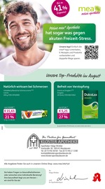 mea - meine apotheke Apotheken Prospekt der aktuellen Woche mit 4 Seiten, gültig von 01.08.2026 bis 31.08.2026, in Blaubeuren und Umgebung Aktueller mea - meine apotheke Apotheken Prospekt in Blaubeuren und Umgebung, "Unsere August-Angebote" mit 4 Seiten, 01.08.2026 - 31.08.2026