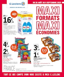 Catalogue E.Leclerc à Touques cette semaine, valable du 26/08/2025 au 06/09/2025 Prospectus E.Leclerc à Touques, "MAXI FORMATS MAXI ÉCONOMIES", 40 pages de promos valables du 26/08/2025 au 06/09/2025