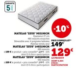 MATELAS "ZEUS" 90X190CM - Super U à Poitiers MATELAS "ZEUS" 90X190CM en promo chez Super U Poitiers à 129,00 €