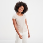 T-shirt coton col rond manches courtes beige femme en promo chez La Halle T-shirt coton col rond manches courtes beige femme dans le catalogue La Halle
