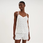 Ensemble pyjama short et débardeur ecru femme - La Halle à Charenton-le-Pont Ensemble pyjama short et débardeur ecru femme en promo chez La Halle Charenton-le-Pont à 9,09 €