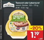 Teewurst oder Leberwurst Angebote von Hofmaier bei Netto Marken-Discount Dresden für 1,19 €