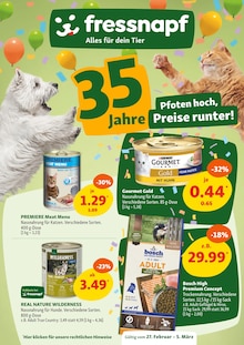 Katzenfutter im Fressnapf Prospekt "35 Jahre - Pfoten hoch, Preise runter!" mit 15 Seiten (Ulm)