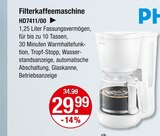 Aktuelle Kamera Angebote bei V-Markt in Regensburg Aktuelles Filterkaffeemaschine HD7411/00 Angebot bei V-Markt in Regensburg ab 29,99 €