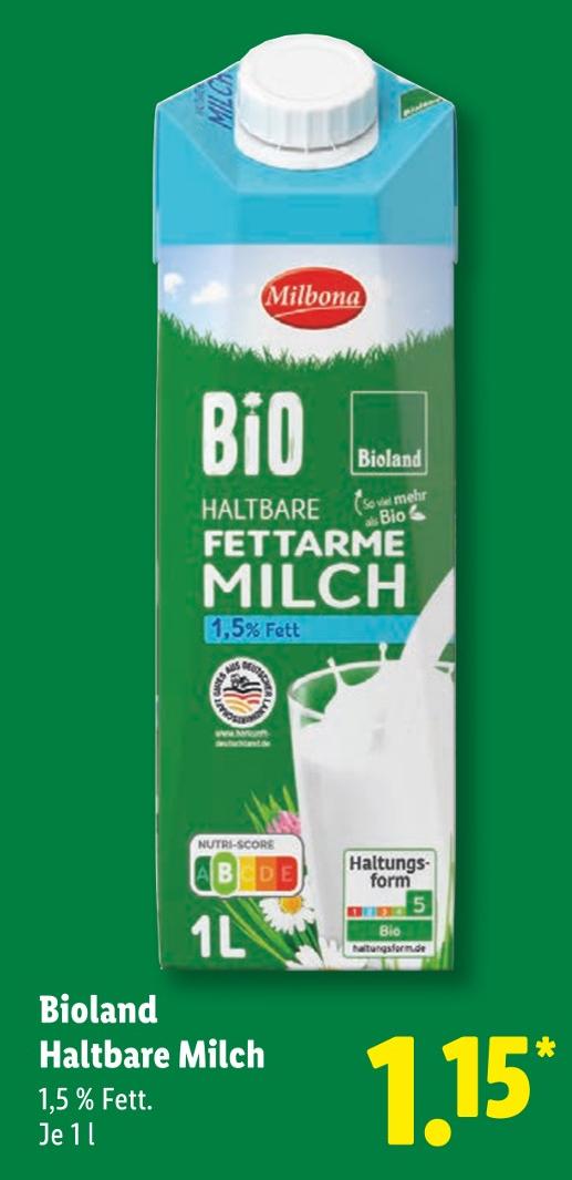 Bioland Haltbare Fettarme Milch