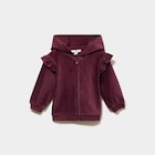 Gilet à capuche effet velours côtelé violet foncé bébé fille en promo chez La Halle Gilet à capuche effet velours côtelé violet foncé bébé fille dans le catalogue La Halle
