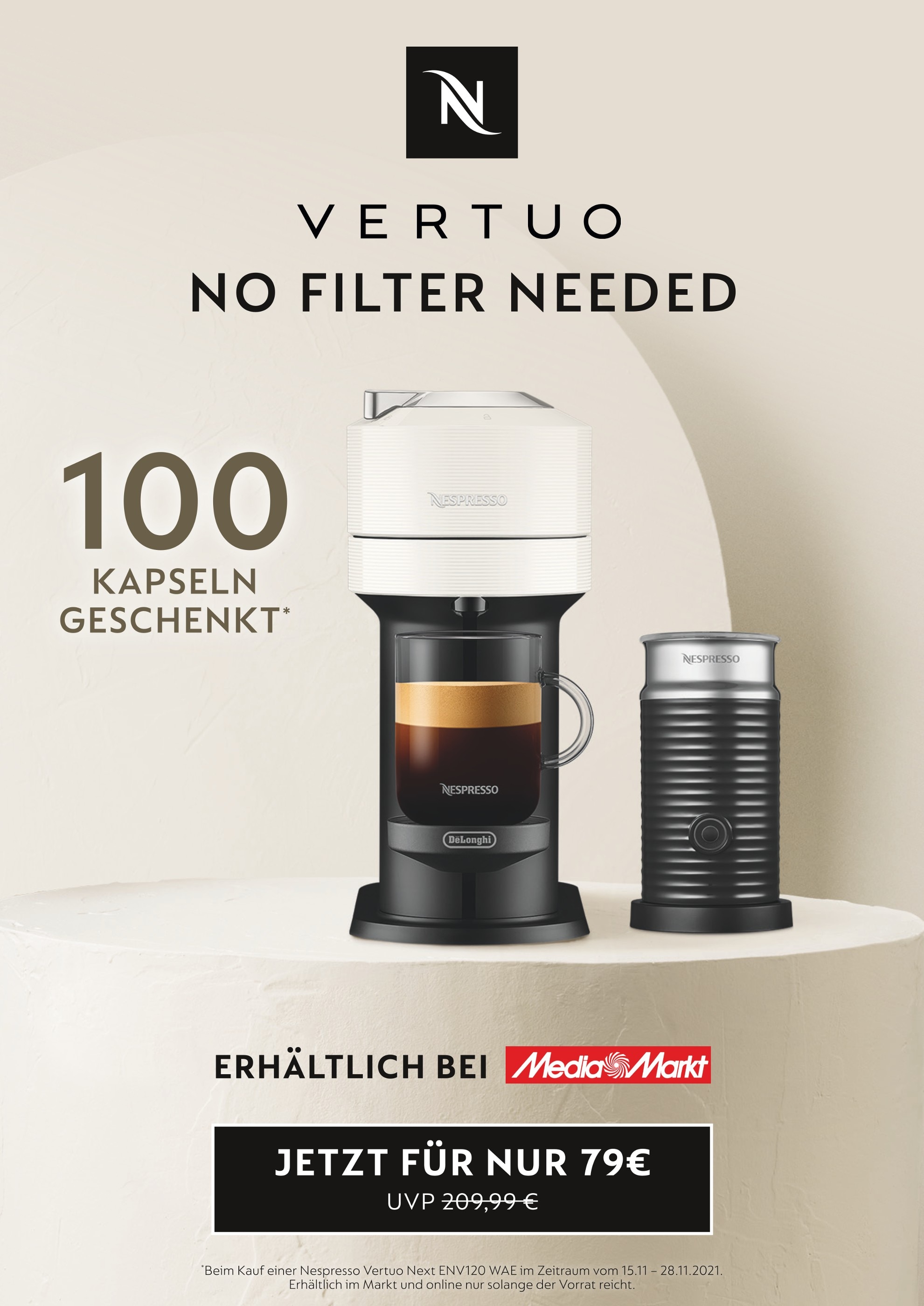 Nespresso Prospekt für Döbern mit 4 Seiten Nespresso Prospekt für Döbern: "VERTUO - NO FILTER NEEDED", 4 Seiten, 15.11.2021 - 28.11.2021