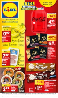 Prospectus Lidl de la semaine "Lidl forcément moins cher" avec 1 pages, valide du 25/09/2024 au 01/10/2024 pour Pertuis et alentours