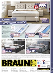 Bett im aktuellen BRAUN Möbel-Center Prospekt (Reutlingen) Bett im BRAUN Möbel-Center Prospekt "60 JAHRE JUBILÄUM" mit 4 Seiten (Reutlingen)