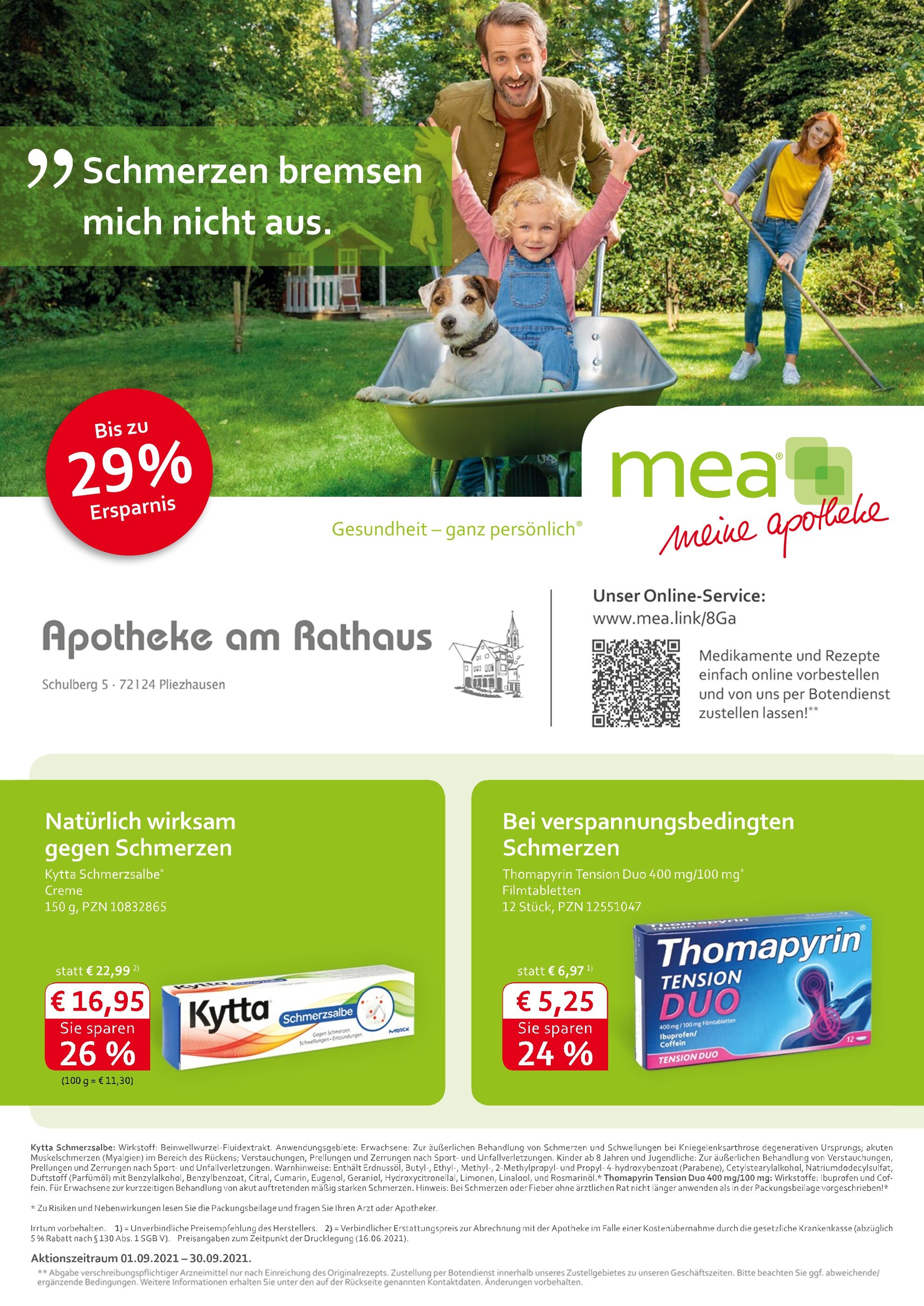 mea - meine apotheke Prospekt für Kirchentellinsfurt mit 4 Seiten mea - meine apotheke Prospekt für Kirchentellinsfurt: "Unsere September-Angebote", 4 Seiten, 01.09.2021 - 30.09.2021