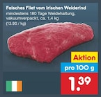 Aktuelles Falsches Filet vom Irischen Weiderind Angebot bei Netto Marken-Discount in Magdeburg ab 1,39 €