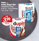 Duplo oder kinder Riegel 18er im V-Markt Prospekt Duplo oder kinder Riegel 18er von Duplo im aktuellen V-Markt Prospekt für 3,99 €