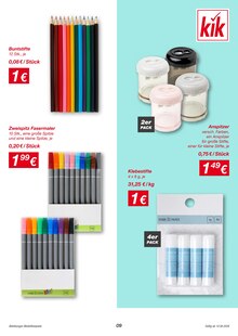 Schreibwaren Angebot im KiK Prospekt, gültig von 07.08.2026 bis 22.08.2026 Schreibwaren Angebot im aktuellen KiK Prospekt auf Seite 9