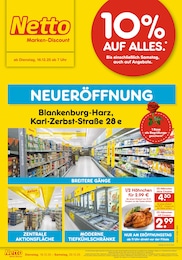 Netto Marken-Discount Prospekt für Blankenburg (Harz) mit 6 Seiten Netto Marken-Discount Prospekt für Blankenburg (Harz): "Neueröffnung - 10% auf ALLES", 6 Seiten, 16.12.2025 - 20.12.2025