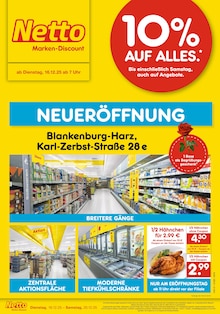 Aktueller Netto Marken-Discount Prospekt (Blankenburg (Harz), 6 Seiten zum blättern Netto Marken-Discount Prospekt Neueröffnung - 10% auf ALLES mit 6 Seiten