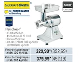 Fleischwolf Angebote von METRO Professional bei Metro Wolfsburg für 392,69 €