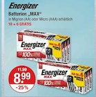 MAX Batterien von Energizer im aktuellen V-Markt Prospekt für 8,99 €