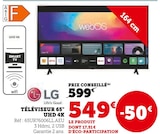 Téléviseur 65" UHD 4K - LG - Hyper U à Mulhouse Téléviseur 65" UHD 4K - LG en promo chez Hyper U Mulhouse à 549,00 €