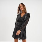Robe taille élastiquée et paillettes noir femme - La Halle à Antibes Robe taille élastiquée et paillettes noir femme en promo chez La Halle Antibes à 29,99 €