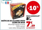 Boîte de 80 allume-feux laine de bois - U en promo chez Super U Mérignac à 7,29 €