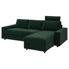 Aktuelles 3er-Sofa mit Récamiere mit breiten Armlehnen mit Nackenkissen/Djuparp dunkelgrün mit breiten Armlehnen mit Nackenkissen/Djuparp dunkelgrün Angebot bei IKEA in Herne ab 1.109,00 €