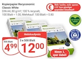 Kopierpapier Recyclonomic Classic White im Angebot bei GLOBUS in Rodgau Kopierpapier Recyclonomic Classic White Angebote bei GLOBUS Rodgau für 4,99 €