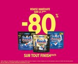 Promo -80% remise immédiate sur le 2ème sur tout FINISH à  dans le catalogue Intermarché Contact à Donzenac