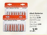 Aktuelles Alkali-Batterien Angebot bei BayWa Bau- und Gartenmärkte in Würzburg ab 3,99 €