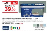 Peinture intérieure satin cuisine et bain, 2 L - RIPOLIN en promo chez LEROY MERLIN Peinture intérieure satin cuisine et bain, 2 L - RIPOLIN dans le catalogue LEROY MERLIN