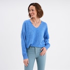 Pull col en V manches longues bleu femme à La Halle dans Bonnières-sur-Seine